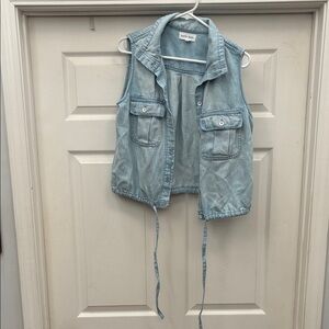 Bella Dahl Light Wash Denim Sleeveless Drawstring Vest